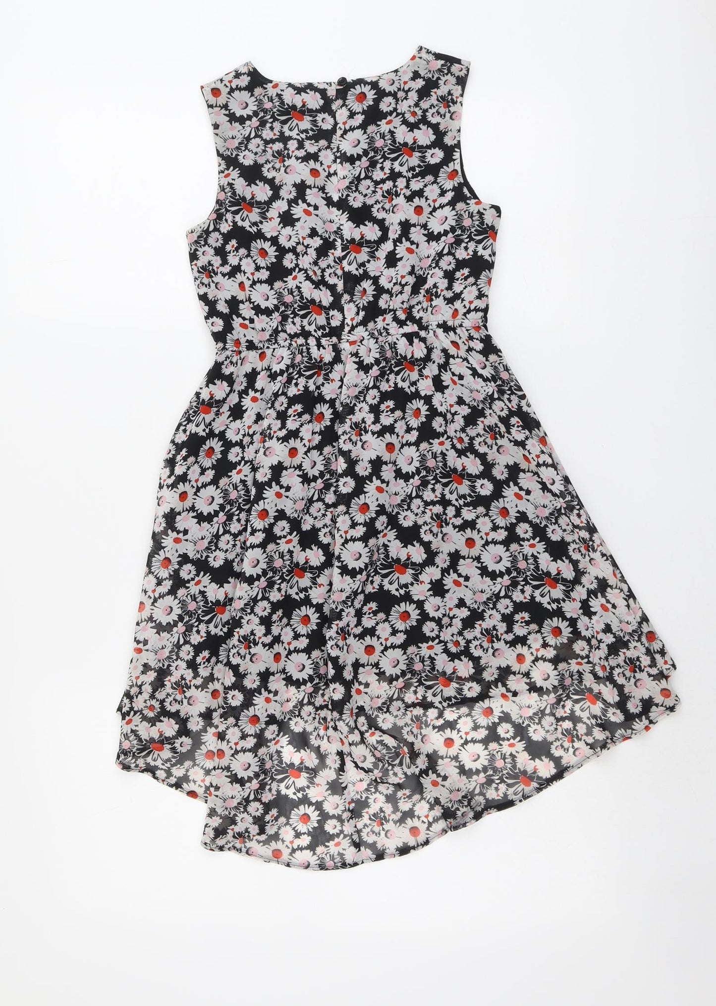 Blue Zoo Girls Black Floral Polyester Fit & Flare Size 8 Years Boat Neck Button - Front Pleat Detail