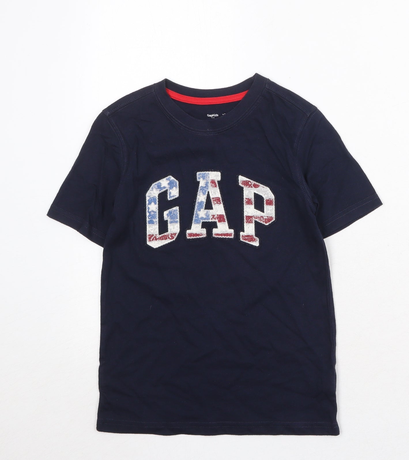 Gap Boys Blue Cotton Basic T-Shirt Size 6-7 Years Crew Neck Pullover