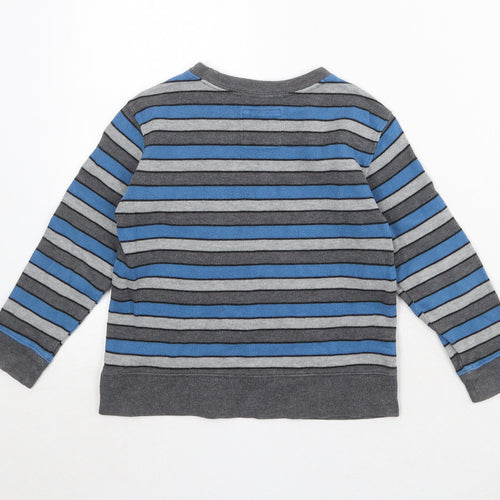 Old Navy Boys Grey Round Neck Striped 100% Cotton Pullover Jumper Size XS Pullover