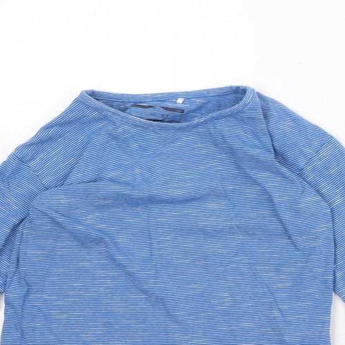 NEXT Boys Blue Striped 100% Cotton Basic T-Shirt Size 5-6 Years Round Neck Pullover