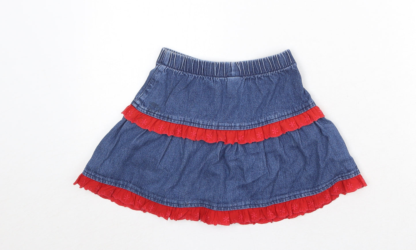 Adams Girls Blue 100% Cotton Skater Skirt Size 2-3 Years Regular Pull On