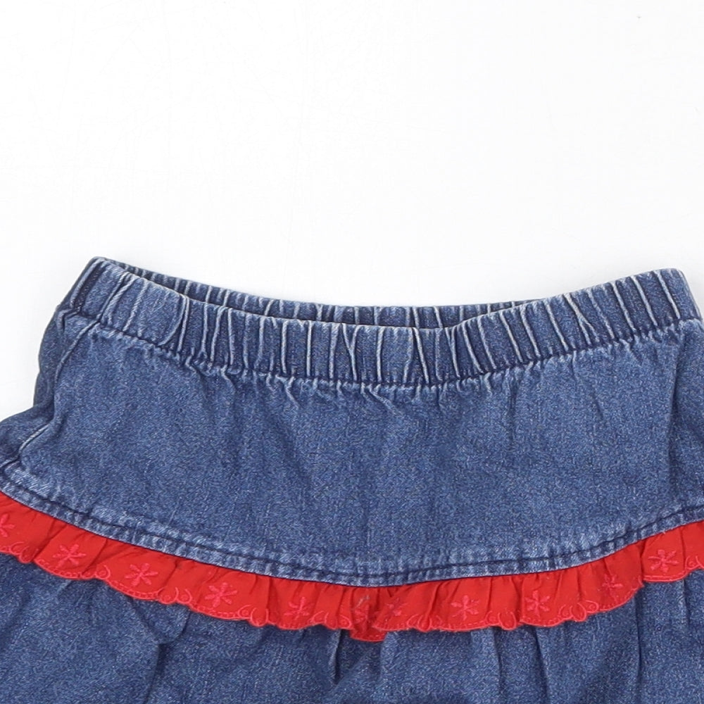 Adams Girls Blue 100% Cotton Skater Skirt Size 2-3 Years Regular Pull On