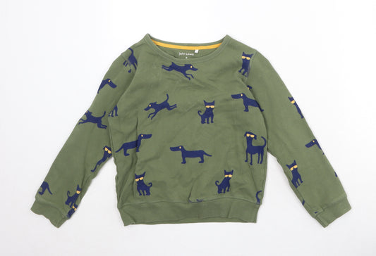 John Lewis Boys Green Geometric 100% Cotton Pullover Sweatshirt Size 9 Years Pullover - Dog Print