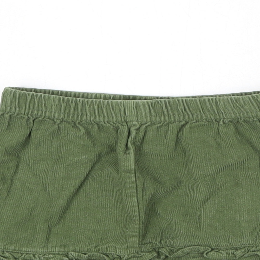 Marks and Spencer Girls Green 100% Cotton A-Line Skirt Size 2-3 Years Regular Pull On