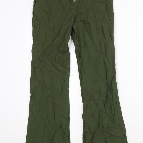 Motel Womens Green Viscose Trousers Size M Regular Zip