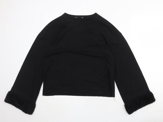 Zara Womens Black Polyester Pullover Sweatshirt Size M Pullover