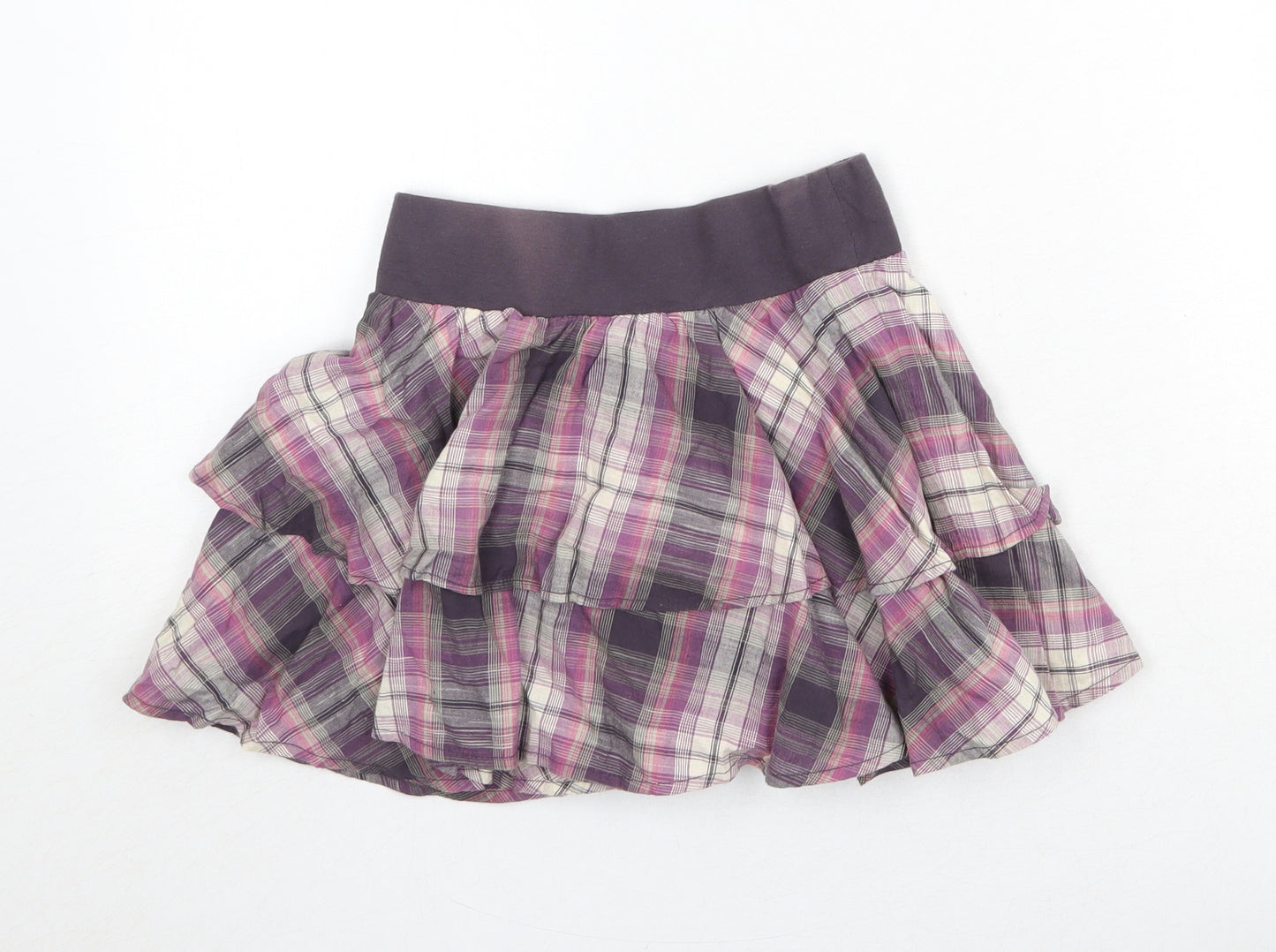 Marks and Spencer Girls Purple Geometric Cotton Skater Skirt Size 9 Years Regular Pull On