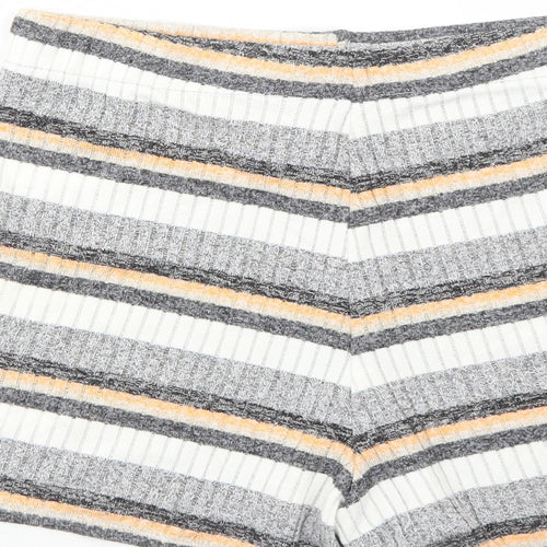 Monki Womens Grey Striped Viscose Basic Shorts Size S Regular Pull On