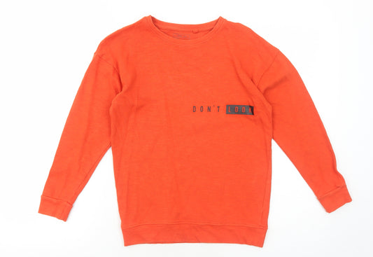 NEXT Boys Orange Cotton Pullover Sweatshirt Size 9 Years Pullover - Don't Look Back