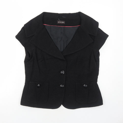 Principles Womens Black Jacket Blazer Size 14 Button