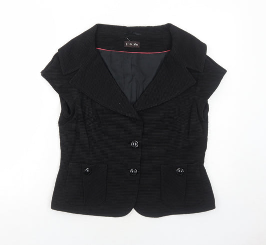Principles Womens Black Jacket Blazer Size 14 Button
