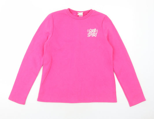 DECATHLON Girls Pink Polyester Pullover Sweatshirt Size 14 Years Pullover - Good Sport