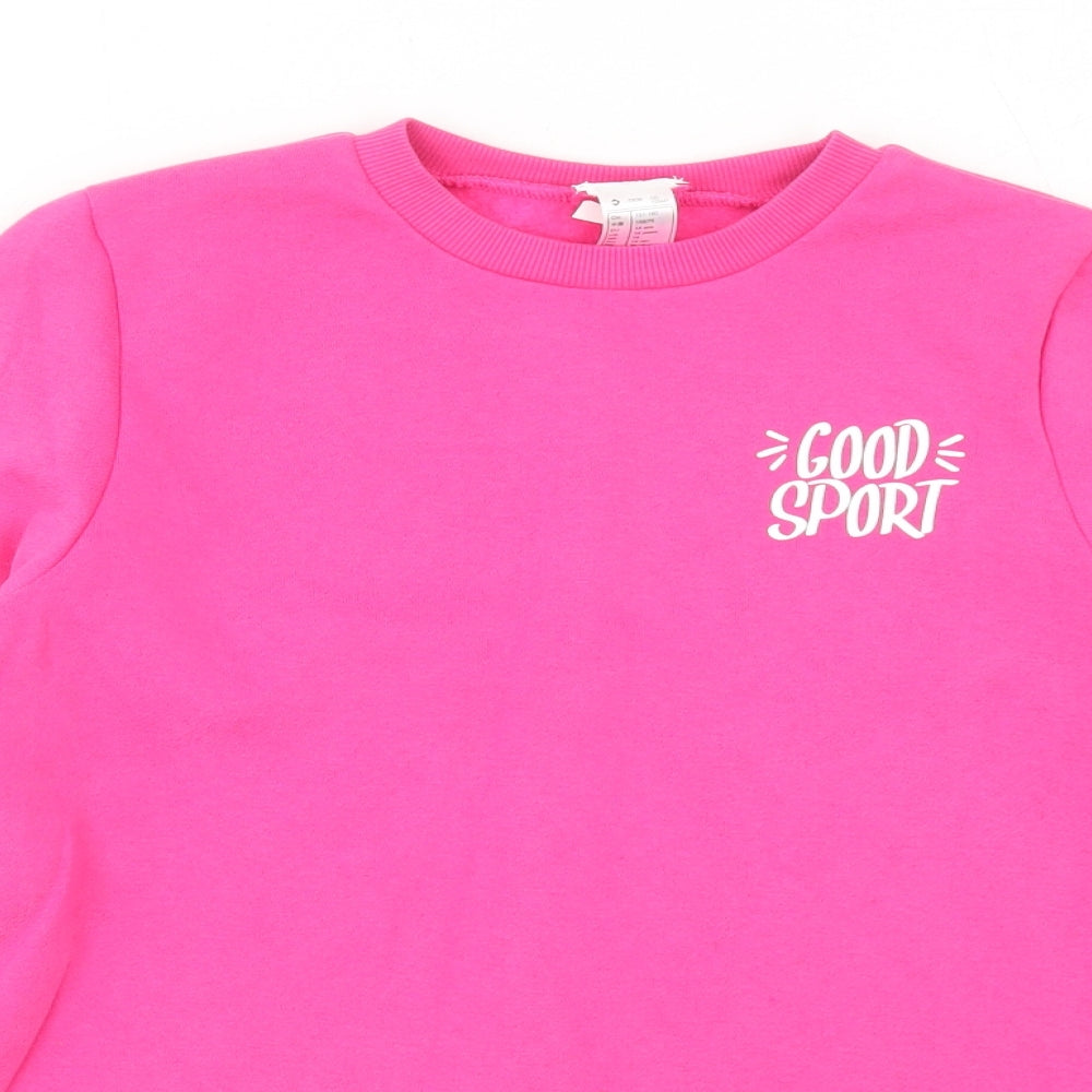 DECATHLON Girls Pink Polyester Pullover Sweatshirt Size 14 Years Pullover - Good Sport