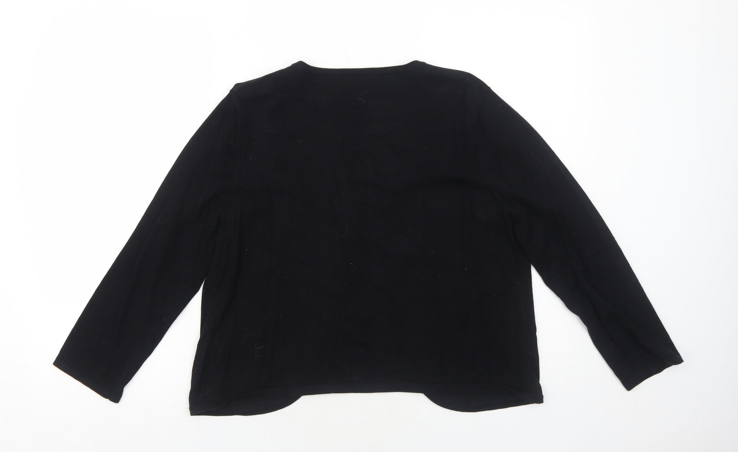 Cable & Gauge Womens Black Scoop Neck Cotton Cardigan Jumper Size L