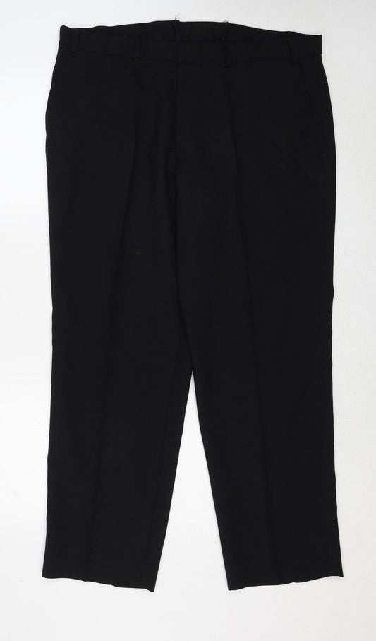 Simon Taylor Mens Black Polyester Trousers Size 38 in L29 in Regular Zip