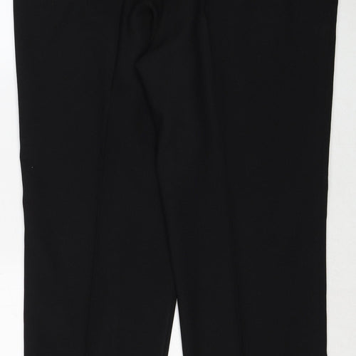 Simon Taylor Mens Black Polyester Trousers Size 38 in L29 in Regular Zip