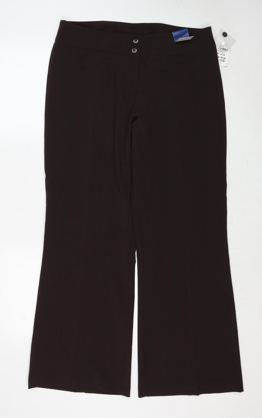 C.M.D Womens Brown Polyester Trousers Size 16 Regular Zip