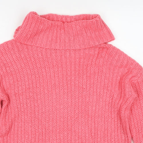 Brand Angels Girls Pink Roll Neck Acrylic Pullover Jumper Size 13 Years Pullover
