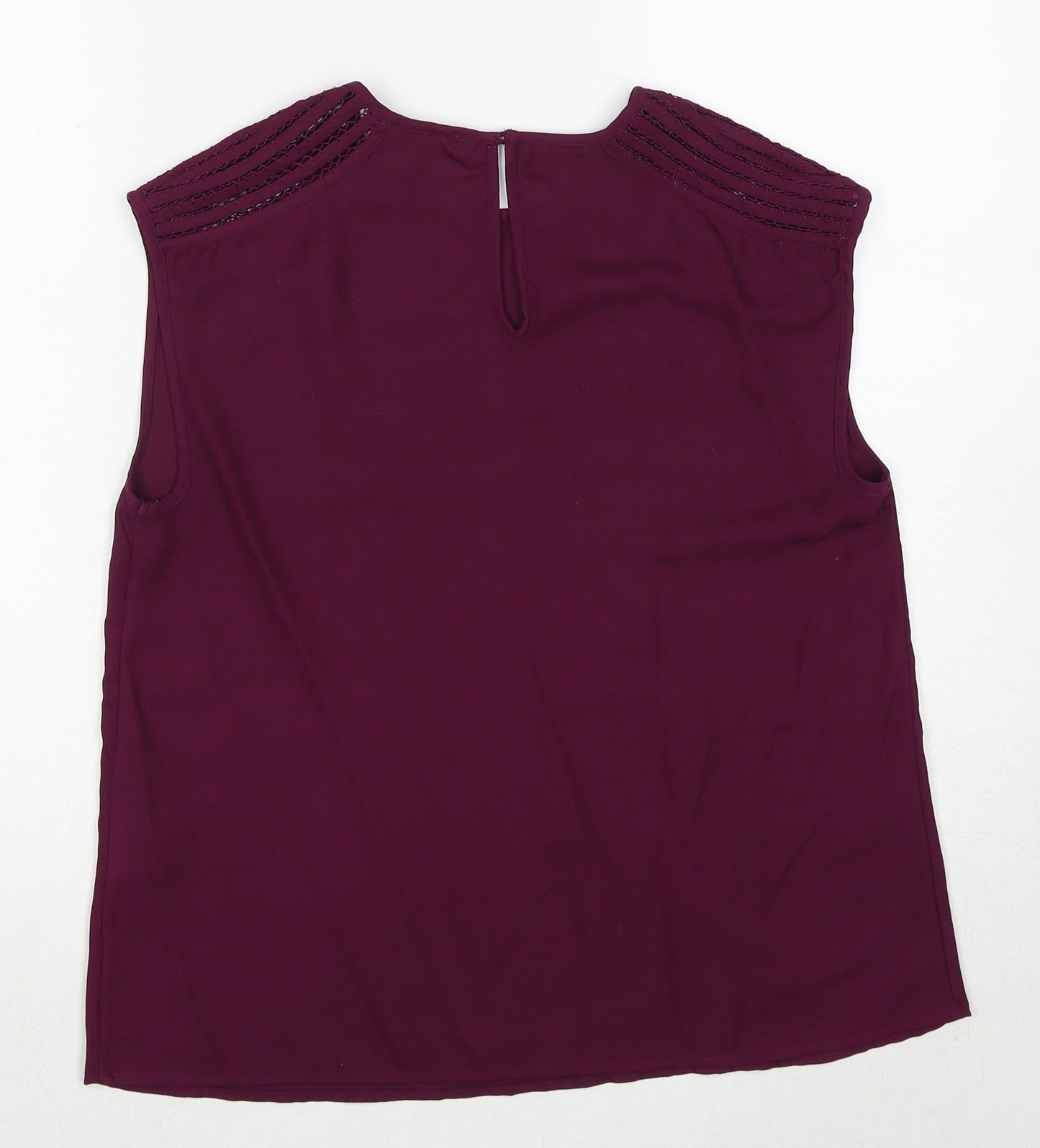 Sfera Womens Purple Polyester Basic Blouse Size M Boat Neck
