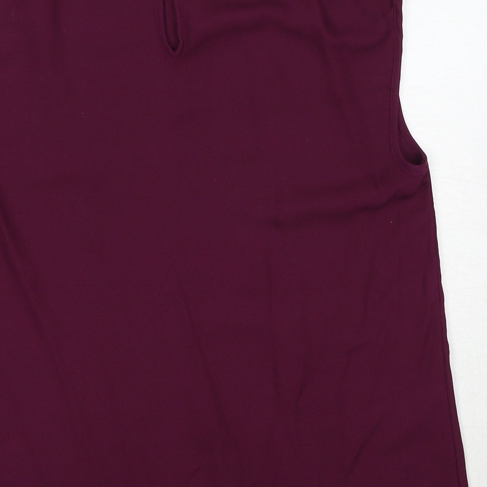 Sfera Womens Purple Polyester Basic Blouse Size M Boat Neck