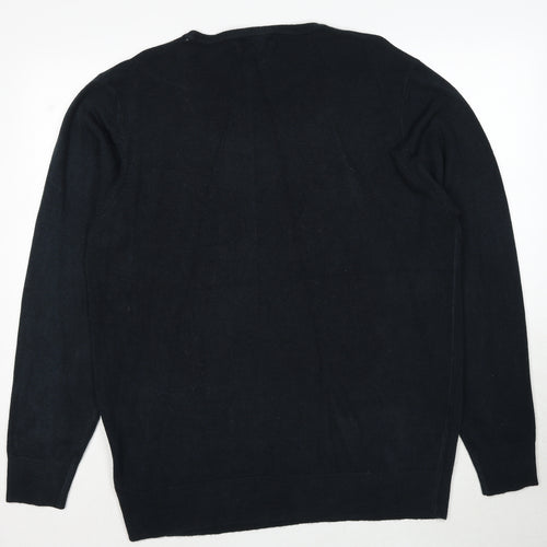 Wardrobe Mens Black Round Neck Acrylic Pullover Jumper Size 2XL Long Sleeve