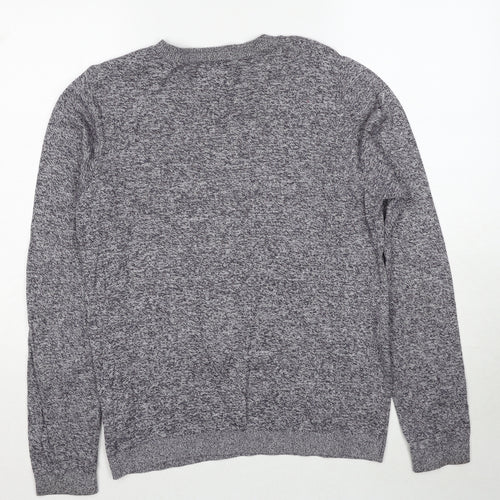 Topman Mens Grey Round Neck Cotton Pullover Jumper Size S Long Sleeve