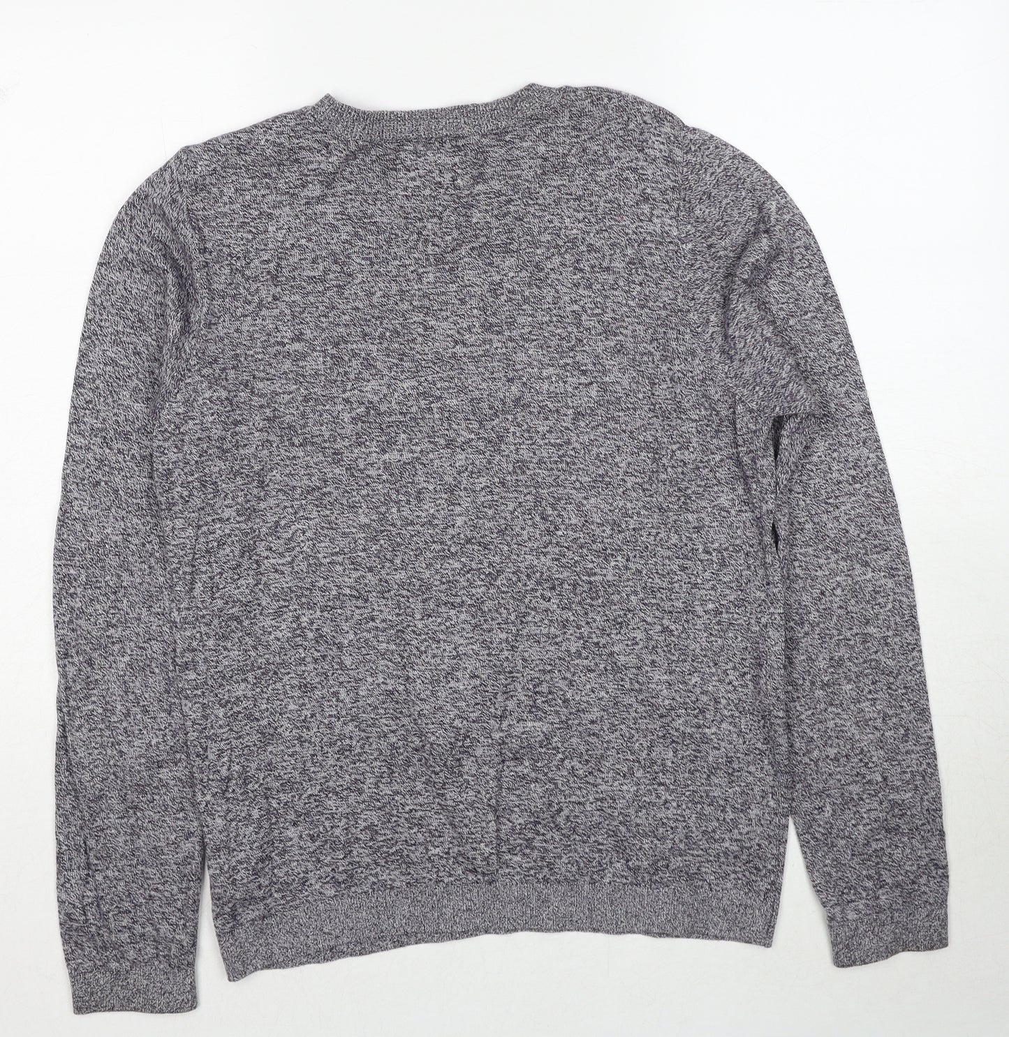 Topman Mens Grey Round Neck Cotton Pullover Jumper Size S Long Sleeve