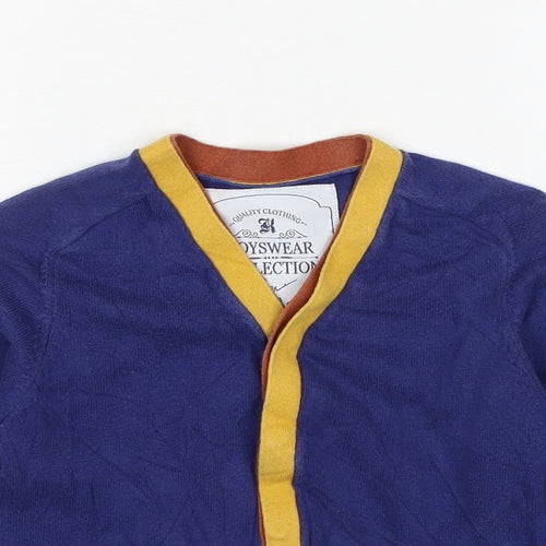 Klass Boys Blue V-Neck Cotton Cardigan Jumper Size 4-5 Years Button