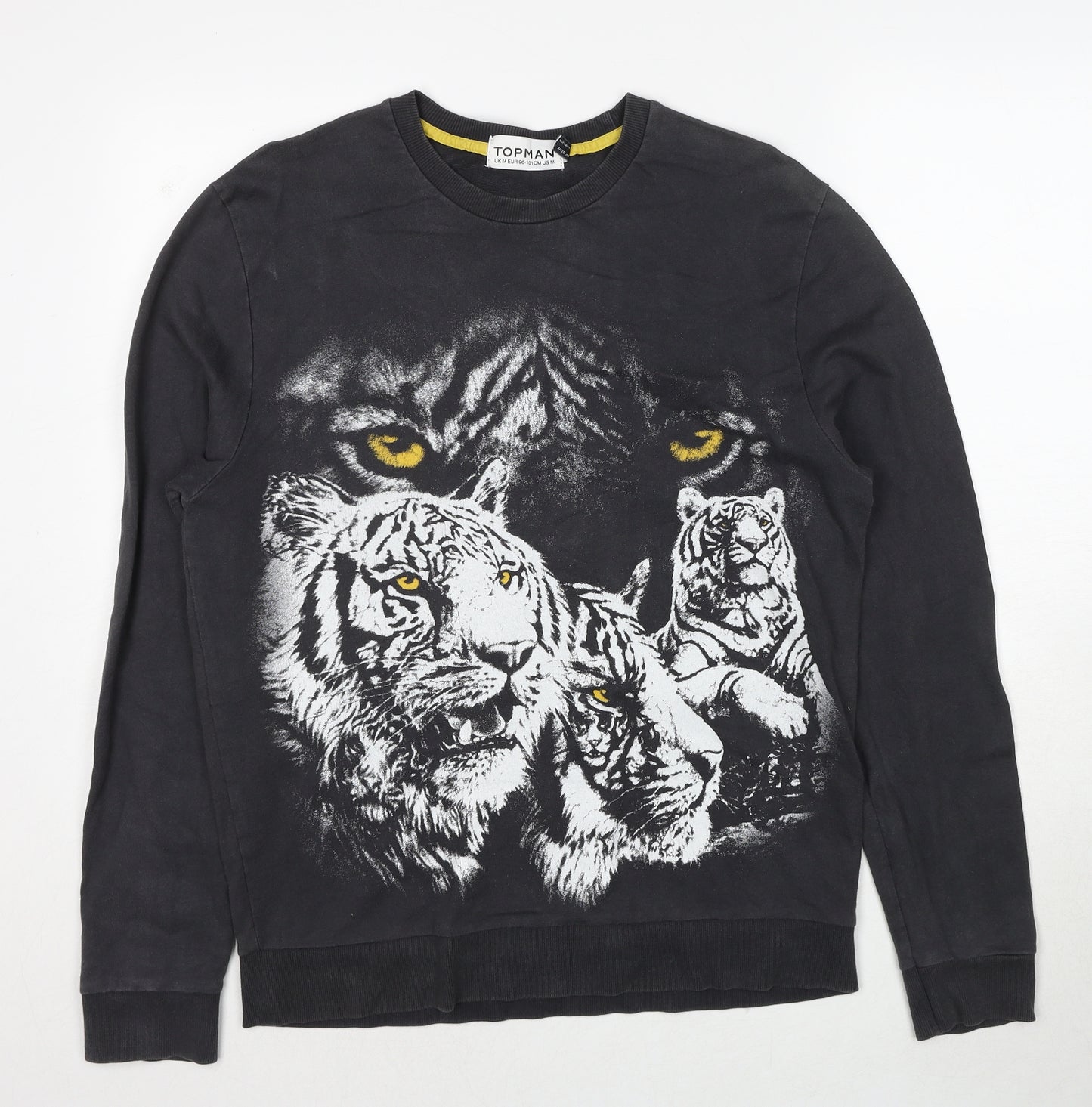 Topman Mens Grey Cotton Pullover Sweatshirt Size M - Tiger