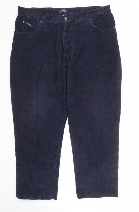 Union Blues Mens Blue Cotton Trousers Size 40 in Regular Zip