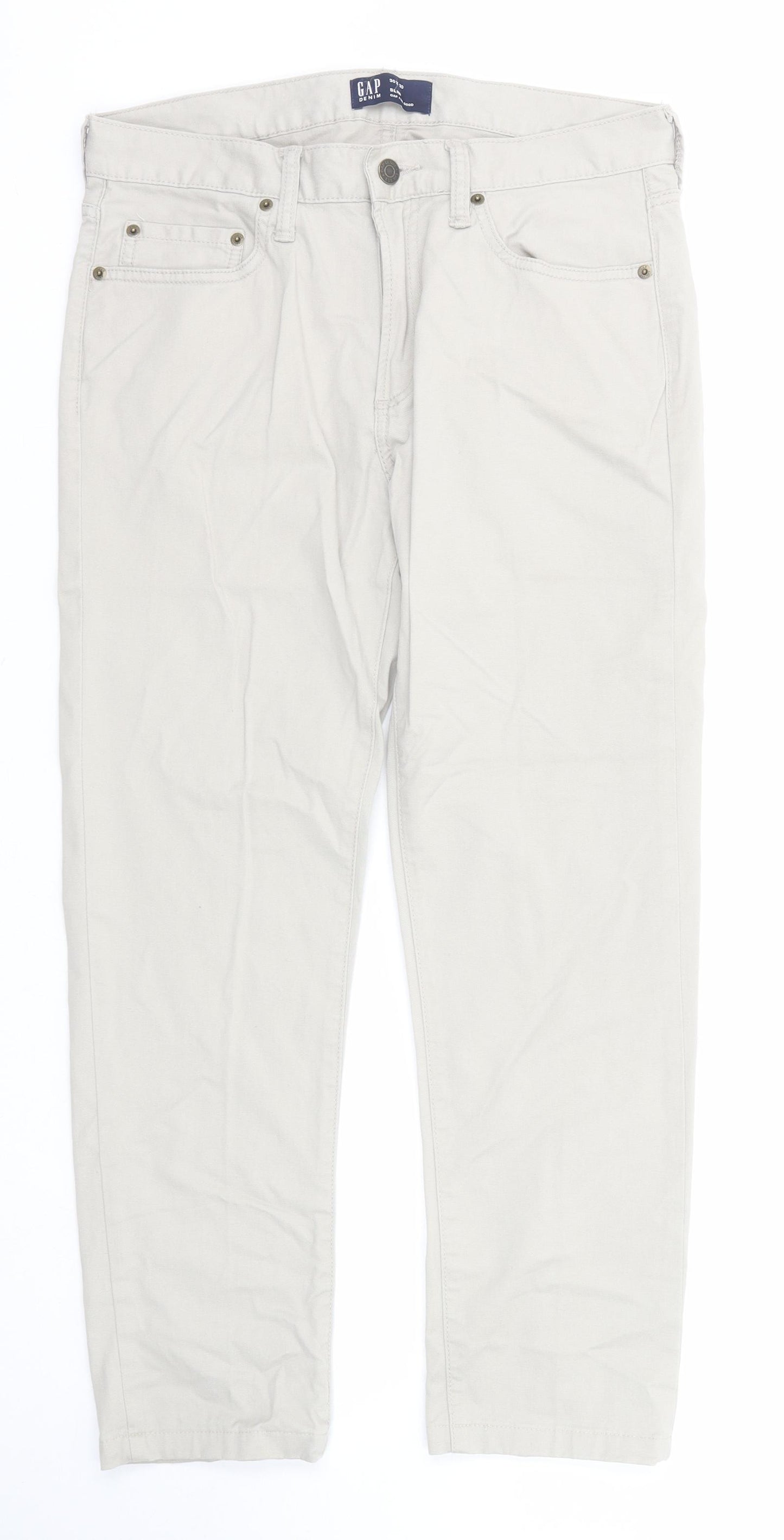 Gap Mens Beige Cotton Trousers Size 30 in L30 in Regular Zip