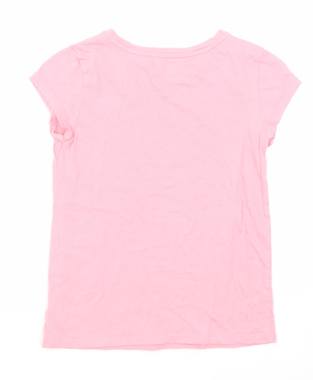 Gap Girls Pink Cotton Basic T-Shirt Size L Round Neck Pullover - Star Print