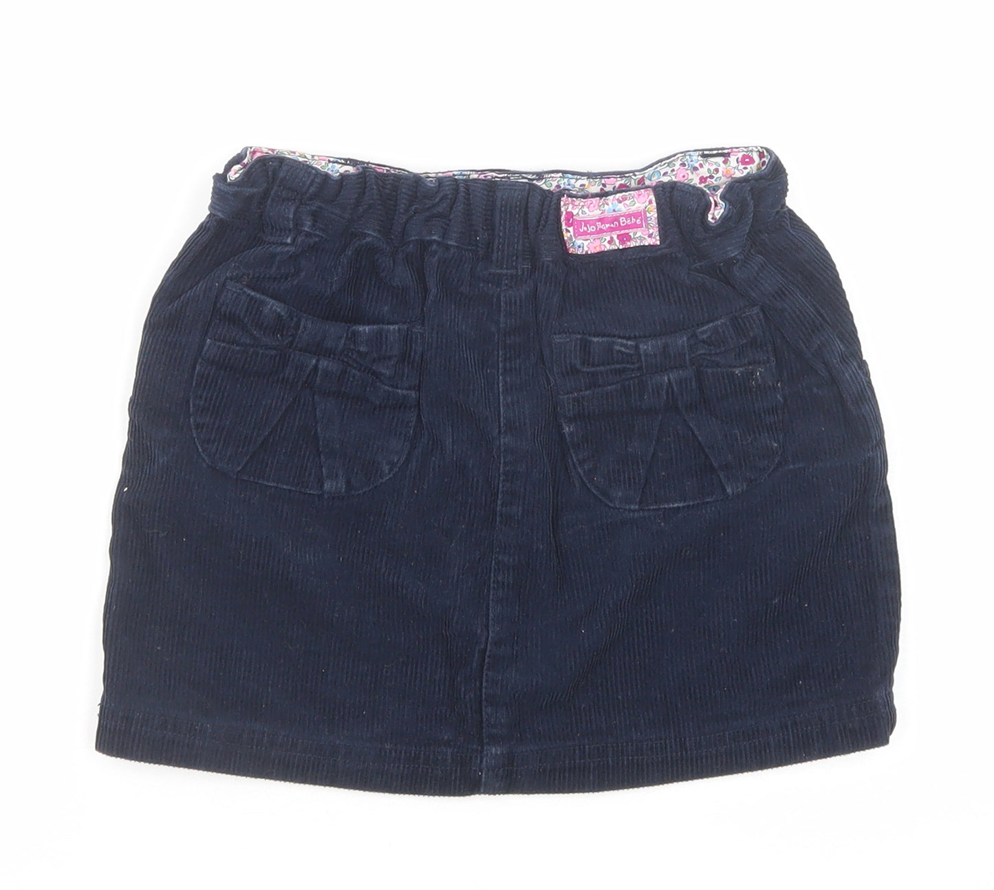 JoJo Maman Girls Blue Cotton A-Line Skirt Size 4-5 Years Regular Button