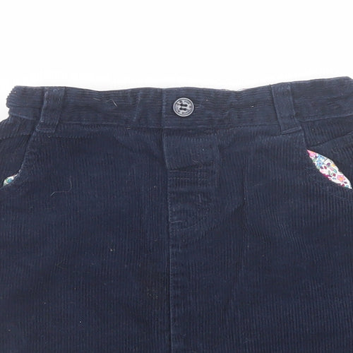 JoJo Maman Girls Blue Cotton A-Line Skirt Size 4-5 Years Regular Button