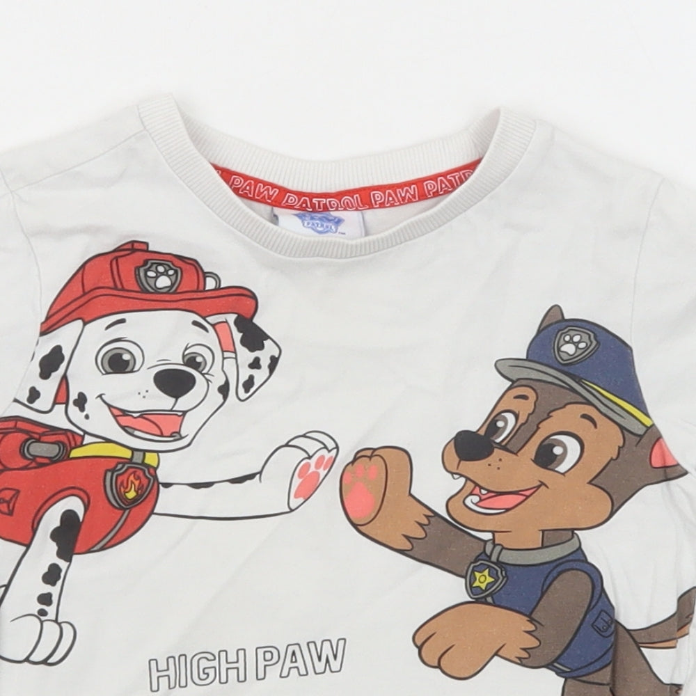 Paw Patrol Boys White Cotton Pullover T-Shirt Size 2-3 Years Crew Neck Pullover - Pawsome Friends