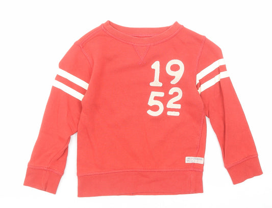 H&M Boys Red Cotton Pullover Sweatshirt Size 3-4 Years Pullover - 1952