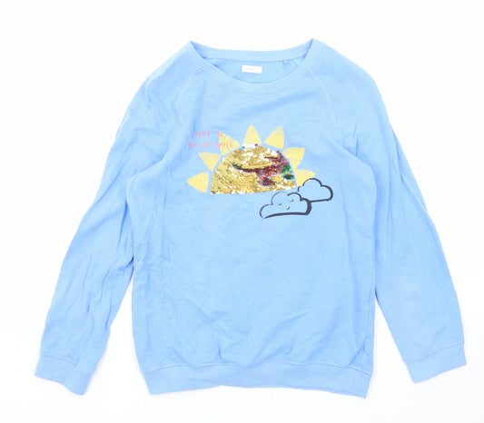 NEXT Girls Blue Cotton Pullover Sweatshirt Size 12 Years Pullover - It's Nice To See You Smile