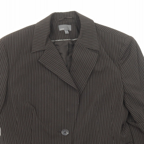 Mexx Womens Brown Striped Polyester Jacket Suit Jacket Size 16