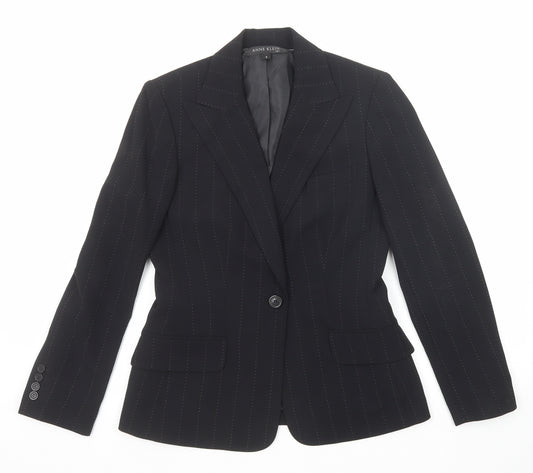 Anne Klein Womens Black Polyester Jacket Suit Jacket Size 8