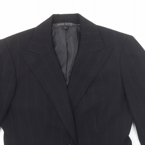 Anne Klein Womens Black Polyester Jacket Suit Jacket Size 8