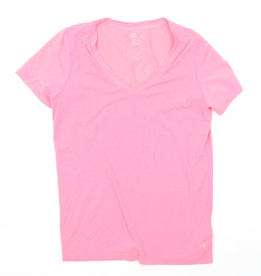 Gap Womens Pink Polyester Basic T-Shirt Size M V-Neck Pullover