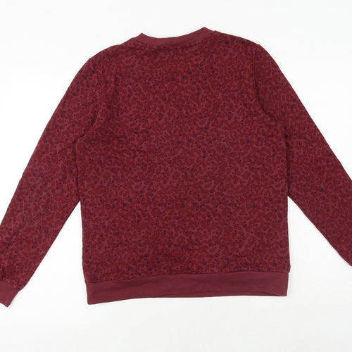 Damart Womens Red Geometric Cotton Pullover Sweatshirt Size 10 Pullover - Size 10-12