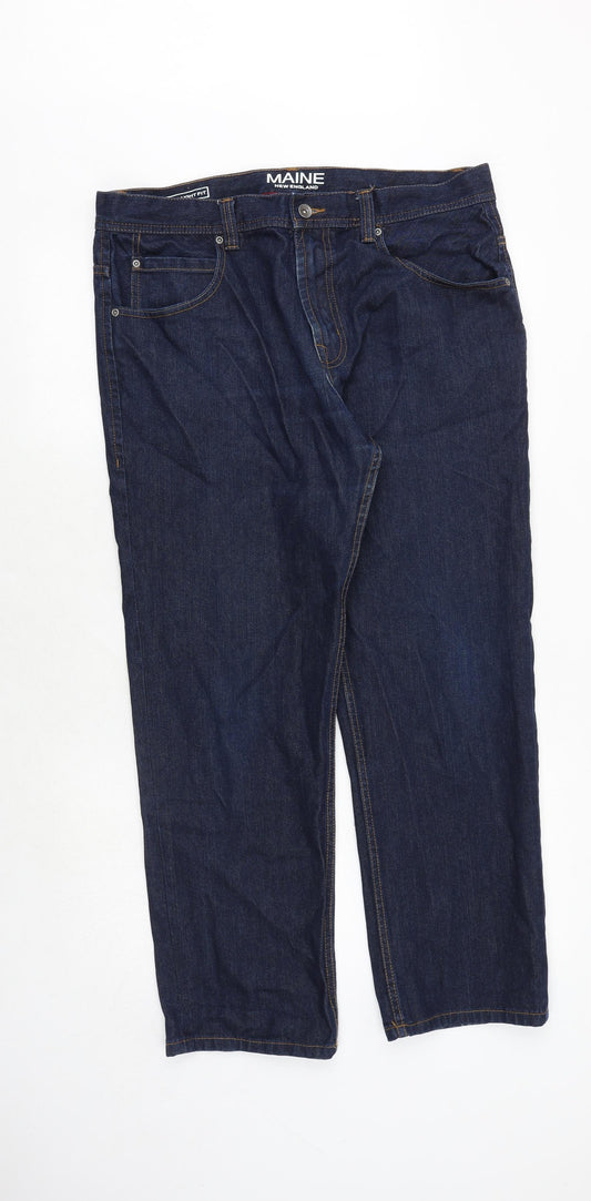 Maine Mens Blue Cotton Straight Jeans Size 36 in Regular Zip - Short Leg