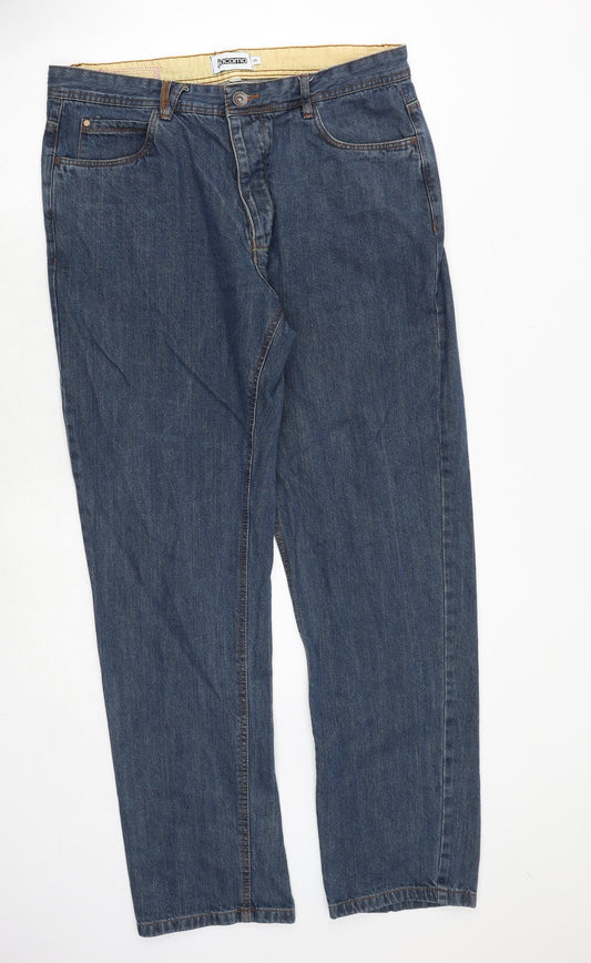 Jacamo Mens Blue Cotton Straight Jeans Size 38 in Regular Button