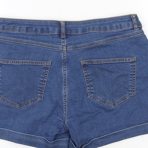 Dorothy Perkins Womens Blue Cotton Mom Shorts Size 12 Regular Zip