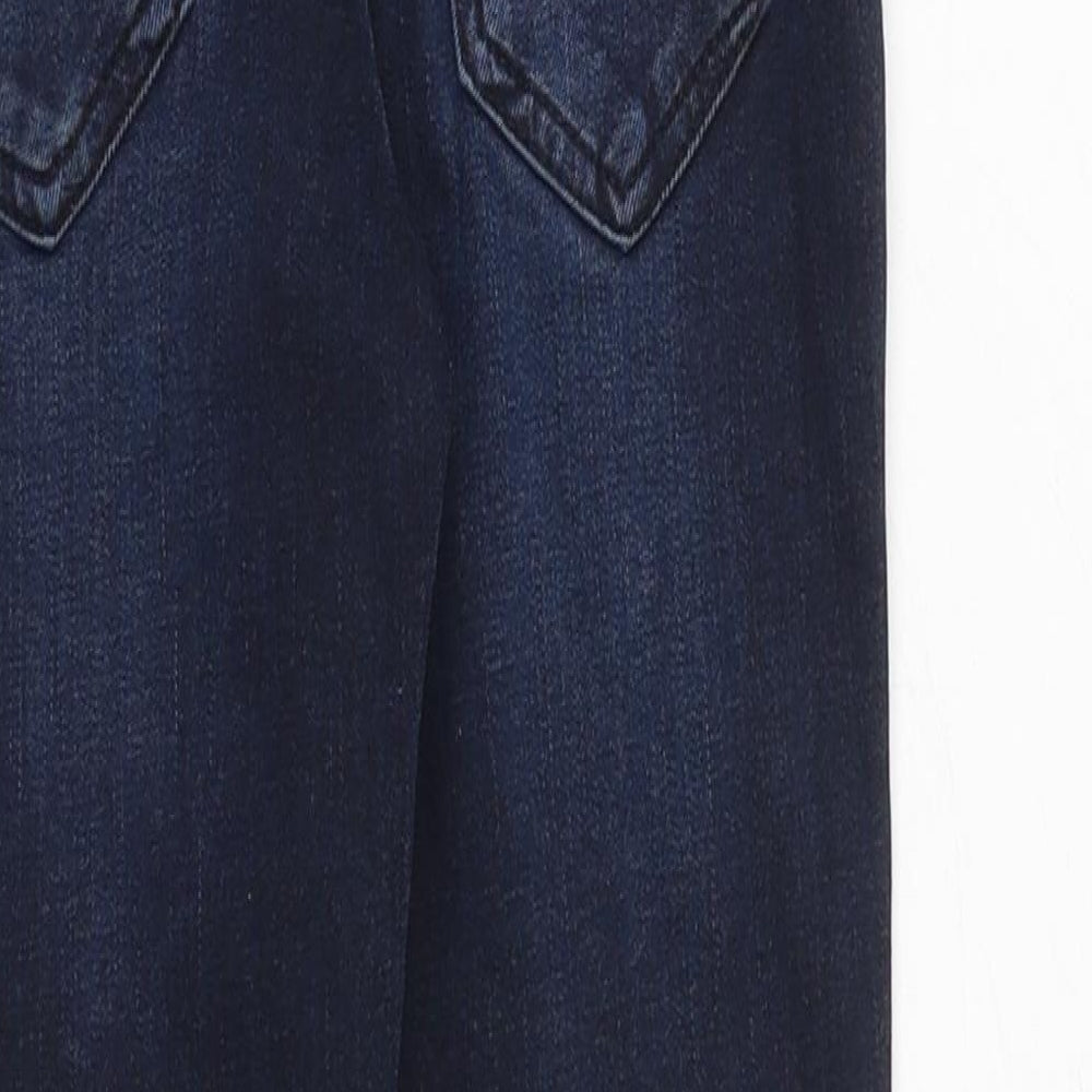 River Island Girls Blue Cotton Skinny Jeans Size 8 Years Regular Zip