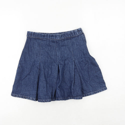 NEXT Girls Blue 100% Cotton Skater Skirt Size 9 Years Regular Zip