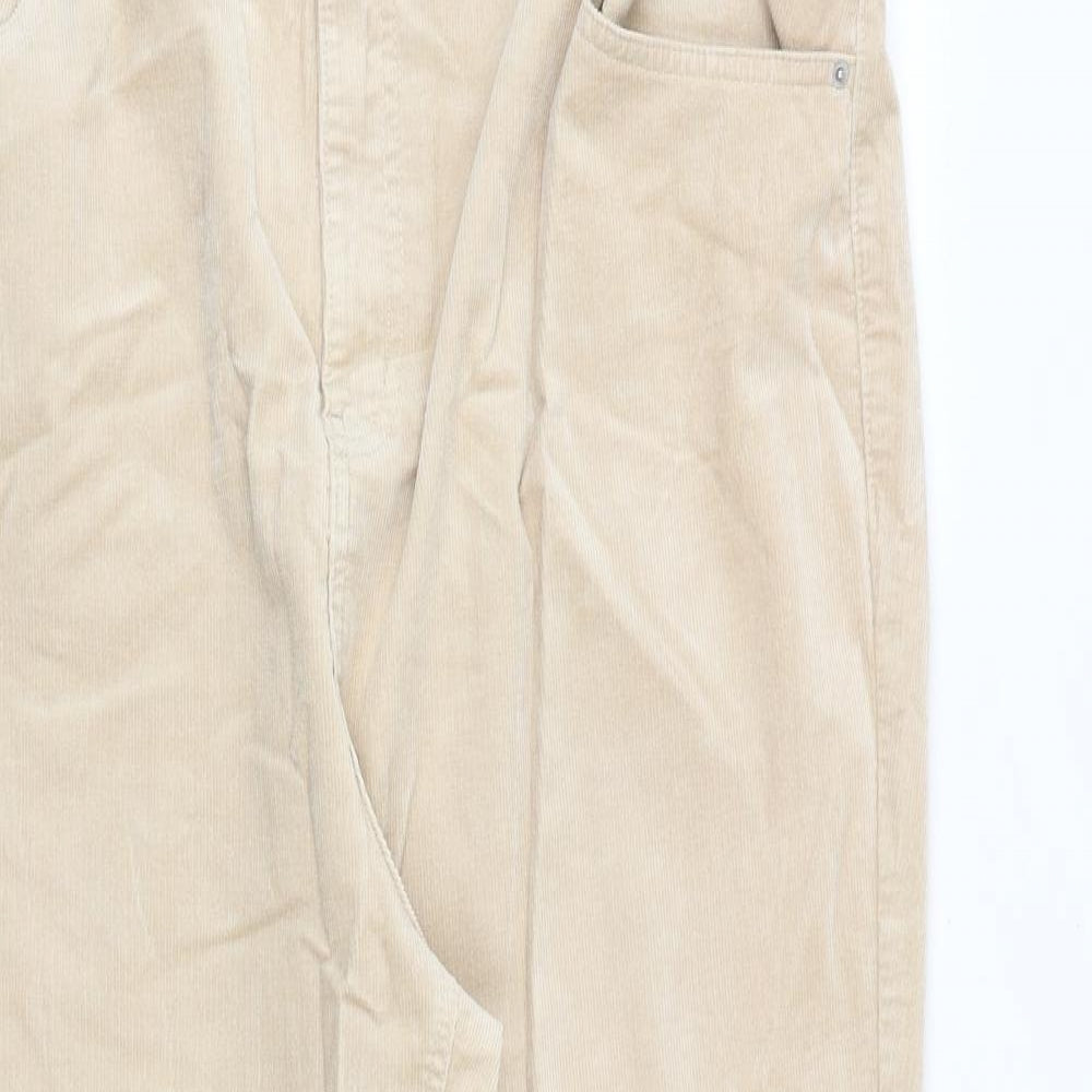 Marks and Spencer Womens Beige Herringbone Cotton Trousers Size 22 Regular Zip