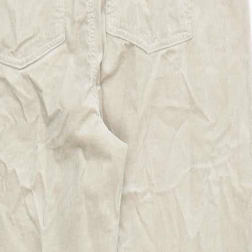 Marks and Spencer Womens Beige Cotton Trousers Size 18 Regular Zip