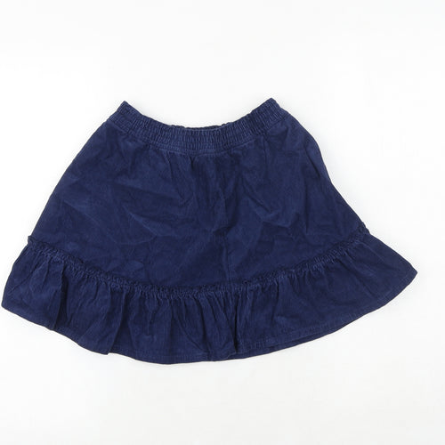 Marks and Spencer Girls Blue Cotton Flare Skirt Size 6-7 Years Regular Pull On